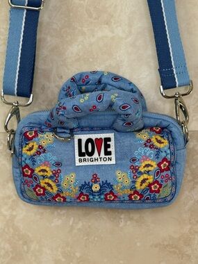 Brighton Bandana Love Blue Floral Mini Crossbody NWOT